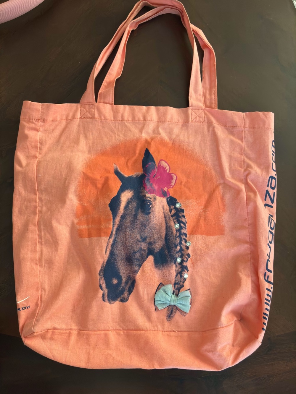 Coral Horse Print Tote Bag